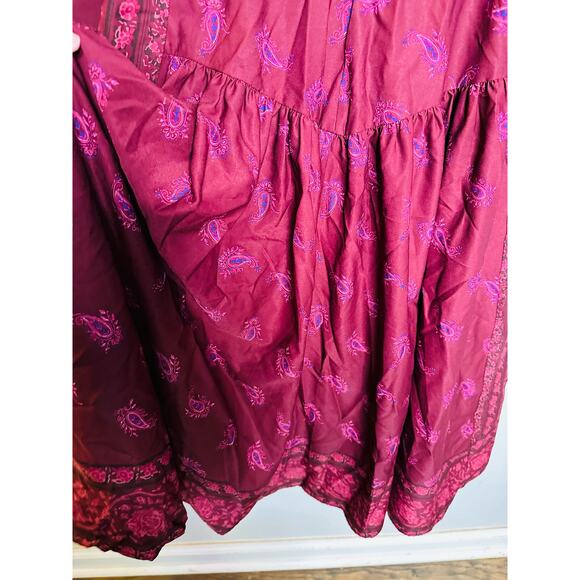 DEREK LAM COLLECTIVE Red Floral Chiffon Keyhole Neckline Parachute Sleeves Dress - Picture 14 of 16